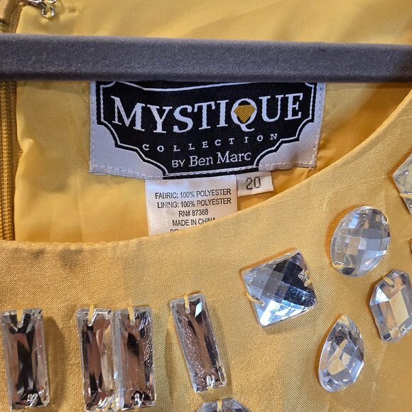 Vintage Mystique Collection By Ben Marc Dress Gold Size 20 Gems Church Dress - Picture 2 of 8